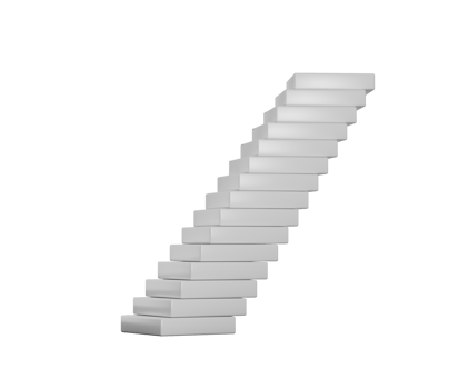A Stack of white rectangular blocks, slightly offset to create a leaning tower effect. 3D Illustration png