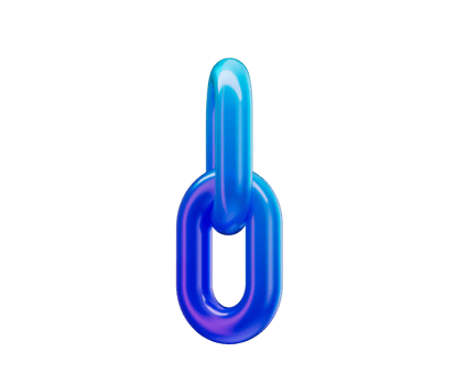 A sleek 3D Blue chain link icon with a glossy finish, symbolizing connection and unity. 3d illustration png