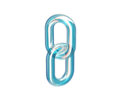 A 3D Transparent chain link with blue and pink hues, symbolizing connection and unity. 3d illustration png