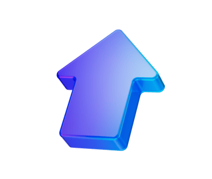 A glossy blue arrow pointing upward, symbolizing progress, direction and growth. 3D Illustration png