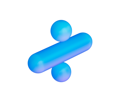 A sleek and shining division symbol with a smooth, matte blue finish and soft lighting.. 3d illustration png