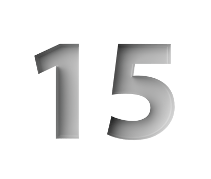 Sleek White Number 15 Fifteen With A Subtle Shadow Embossed Into Grey Background 3D Illustration png