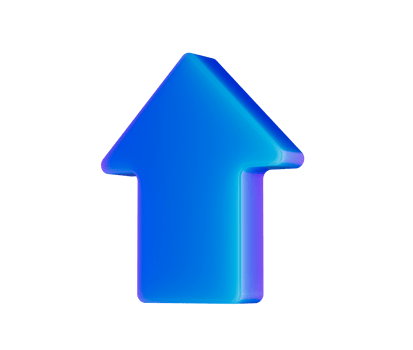 A shining blue arrow pointing upward, symbolizing progress, direction and growth. 3D Illustration png