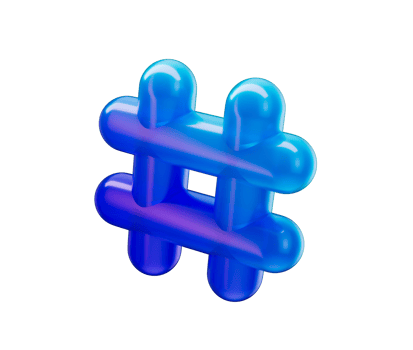 Glossy blue 3D hashtag symbol, representing social media and online connectivity. 3D Illustration png