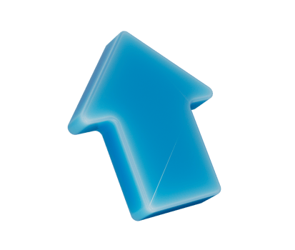 A blue arrow pointing upward, symbolizing progress, direction and growth. 3D Illustration png