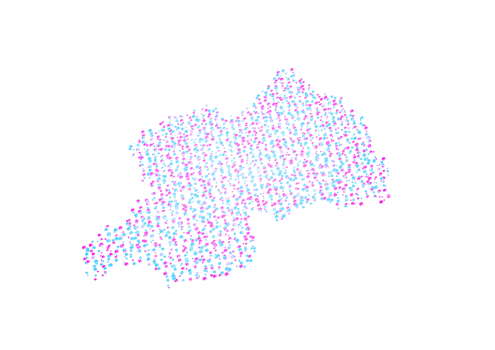 Illuminated Rwanda Digital Data Map Pink And Blue Neon Glowing Particles 3D Illustration png