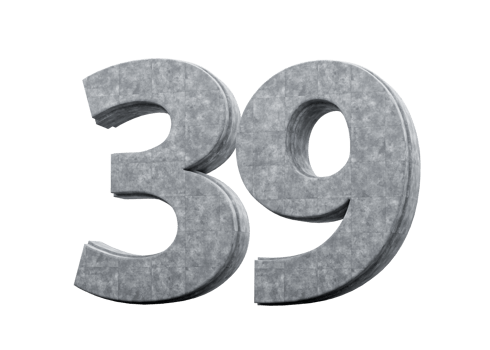 Concrete Number Thirty Nine 39 Digit Made Of Grey Concrete Stone White 3d Illustration png