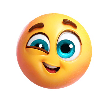 Winking Smiling Emoji with Blue Eyes on transparent background fun png