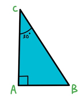 Right-Angled Triangle with 30 Degree Angle and Vertices vector