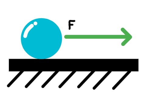 Applied Force Moving a Blue Sphere on a Flat Surface vector