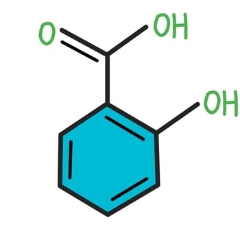 Chemical Structure Illustration of Salicylic Acid with Hydroxyl Groups vector