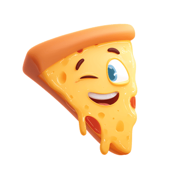 Cartoon Pizza Slice Winking with Cheese Drip on transparent background png