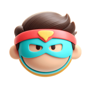 Cartoon Superhero Face with Mask and Headband on transparent background png