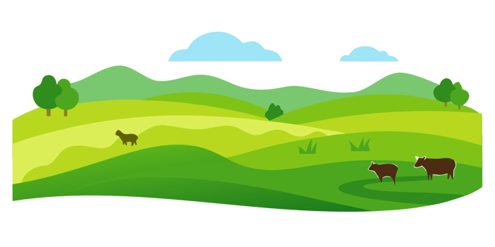 Rolling green hills with brown cattle and trees rolling hills green landscape png