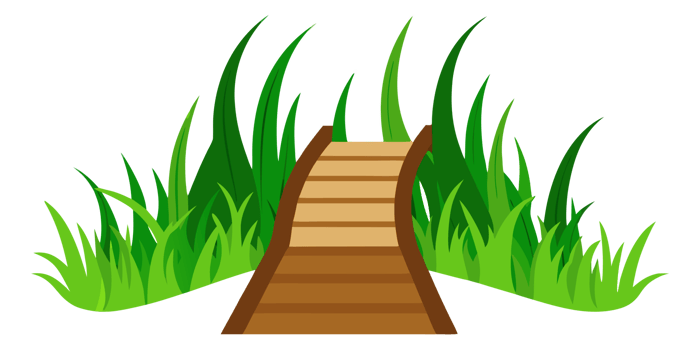 Wooden walkway through lush green grass pathway nature png