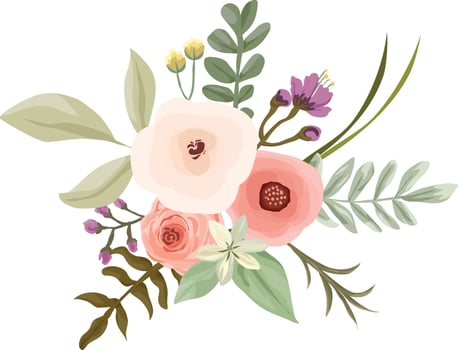 Floral bouquet with pink and green elements vector