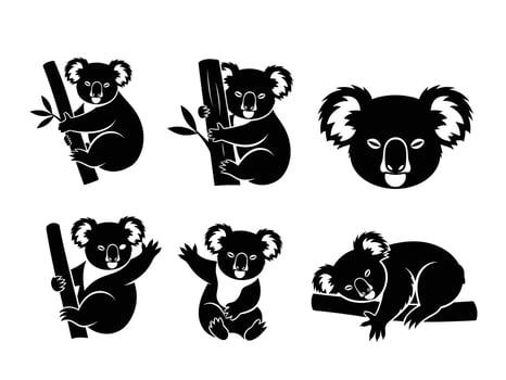 A set of koalas in various poses and positions vector