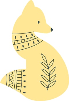 Fox With Scandinavian Pattern vector