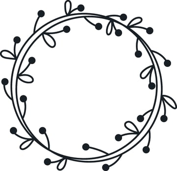 Christmas Floral Circle Wreath Flat Illustration Hand Drawn Icon vector