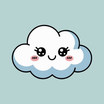 A cartoon cloud with a smiley face vector