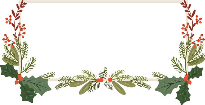 Rectangle Christmas Frame Wreath vector