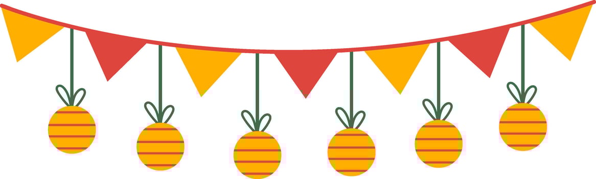 Christmas Toys With Flags Garland vector