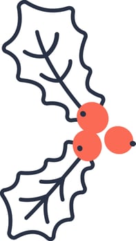 Leaves With Berries Doodle vector