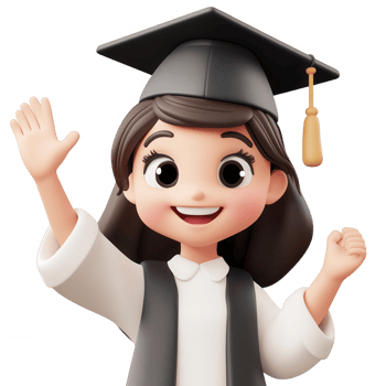 3d icon illustration of a happy graduated girl waving, perfect for educational projects with transparent background png