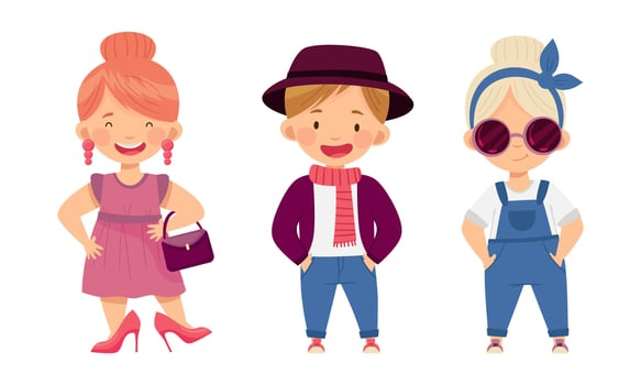 Cartoon characters in trendy outfits vector