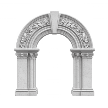 Classic 3d icon architectural element, perfect for adding a touch of elegance and history to visual projects, featuring floral ornaments and transparent background png