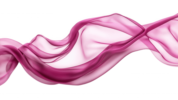 Soft pink highlighting flowing with elegant movement, floating weightlessly against translucent backdrop, fabric delicate texture and graceful draping png