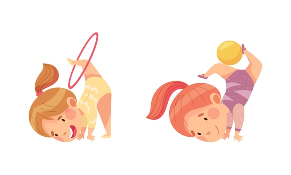 Girls doing gymnastics with props vector