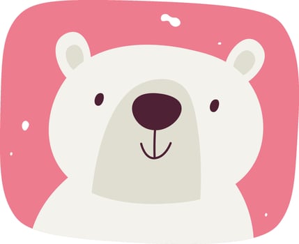 Polar Bear Portrait Flat Illustration Hand Drawn Icon vector