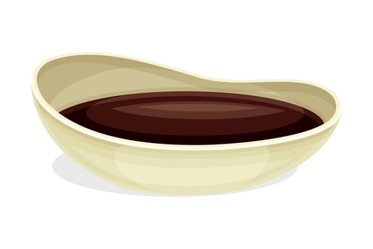 Soy Sauce in Bowl from Edible Seed of Legume Plant as Chinese Liquid Condiment Illustration vector