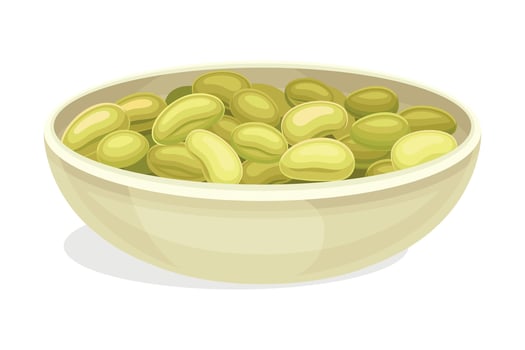 Green Soy Bean Rested in Bowl as Edible Seed of Legume Plant Illustration vector