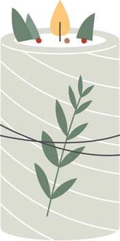 Christmas Candle With Branch Illustration vector