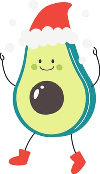 Avocado Christmas Character Drawn Icon vector