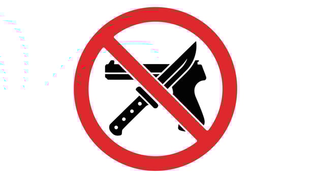 No Weapons Allowed Sign with Gun and Knife Prohibition Symbol vector