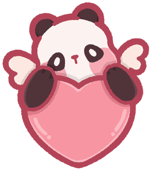 Cupid panda holding a heart png