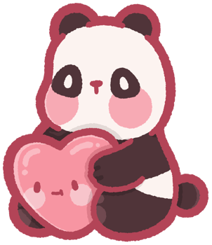 Cute panda holding a heart png
