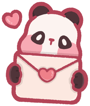 Cute panda holding a love letter png