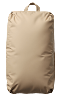 Sturdy beige drawstring bag. Travel essential for outdoor adventures, packing ready png