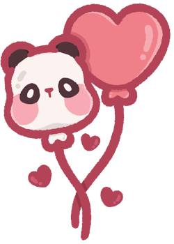 Panda-shaped balloon with a heart-shaped balloon png