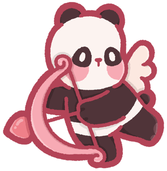 Cupid panda with bow and arrow png