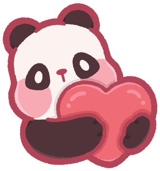 Cute panda hugging a heart png