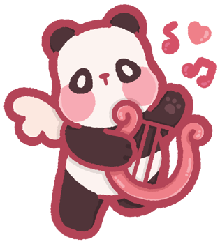 Cupid panda with lyre png