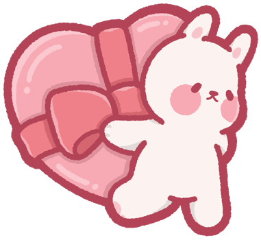 Cute bunny carrying a heart-shaped gift box png