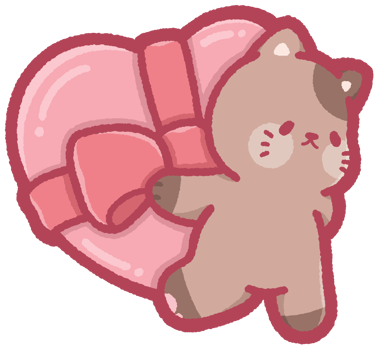 Cute cat carrying a heart-shaped gift box png