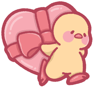 Cute chicken carrying a heart-shaped gift box png