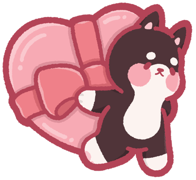 Cute dog carrying a heart-shaped gift box png